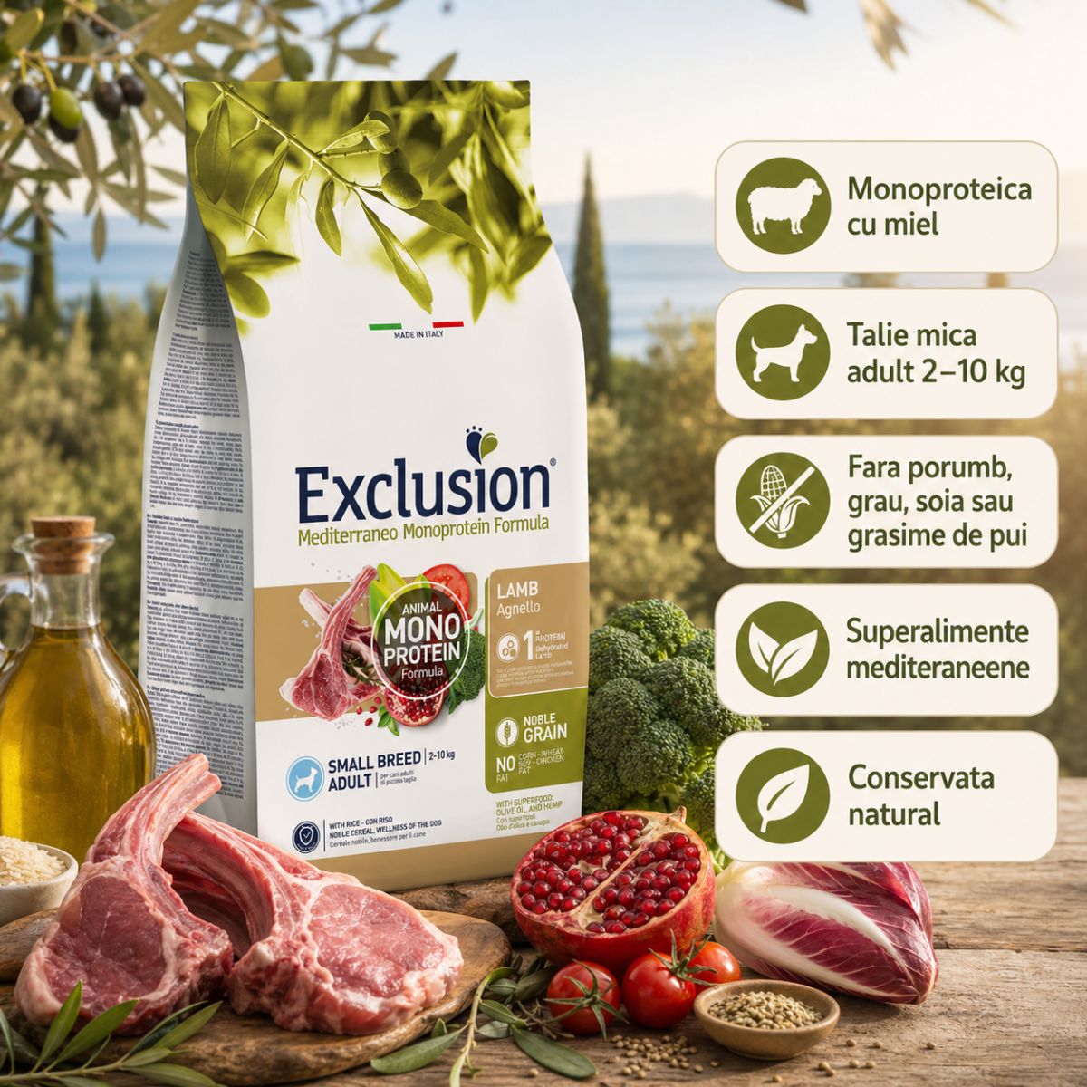 EXCLUSION Mediterraneo Monoprotein Formula Small Breed, XS-S, Miel și Orez, hrană uscată monoproteică câini, 2kg - imagine 5